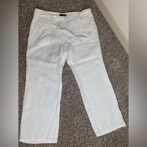 100%linen white legged pants